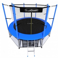 Батут с защитной сетью i-JUMP 8ft (2,44м) BLUE с нижней сетью и лестницей