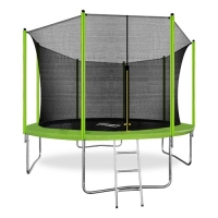 Батут с защитной сетью ARLAND 12FT с внутренней страховочной сеткой и лестницей (Light green)